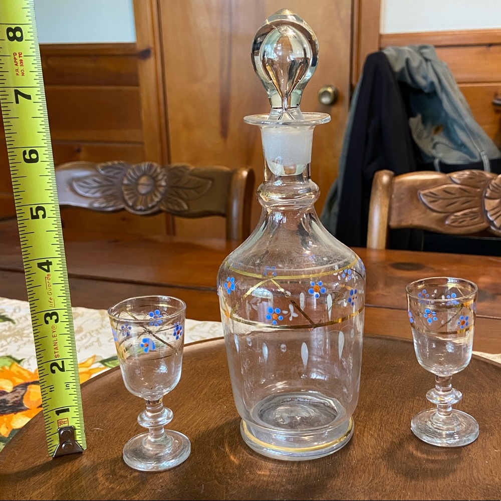 Hand Painted Glass Decanter Set